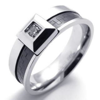 Mens Black Silver Stainless Steel Ring US Size 7 8 9 10 11 US120325
