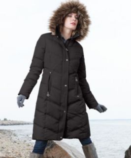 Calvin Klein Coat, Faux Fur Trim Hooded Knee Length Puffer