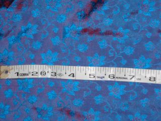 100 Pure Silk Brocade Fabric Iridescent Blue Red Color 44