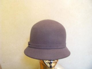 Ladies Womans Magid Gray Cloche Bucket Wool Felt Hat w Braided Band