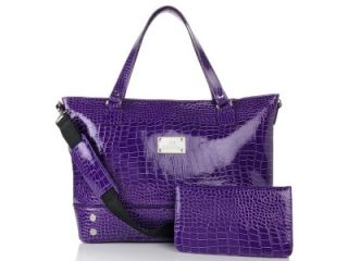Joy Mangano Croco Embossed Luxury Tote Wallet Purple