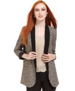 GUESS Coat, Lisa Long Sleeve Leopard Print Blazer