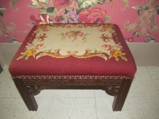 Needlepoint Stool made by Colonial Furniture of Grand Rapids Michigan