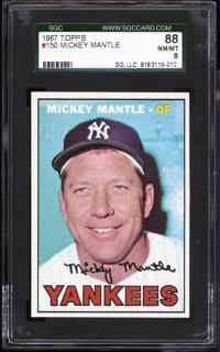 1967 Topps 150 Mickey Mantle SGC 88 NM MT 8