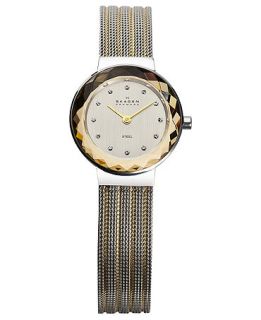 Skagen Denmark Watch, Womens Two Tone Striped Mesh Stainless Steel