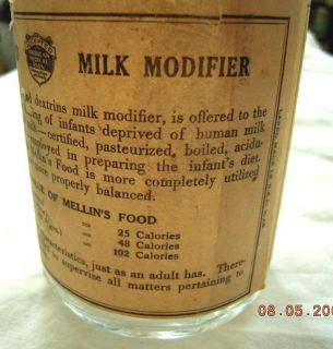 Antique Mellins Food Infants Invalid Glass Bottle w Label Milk