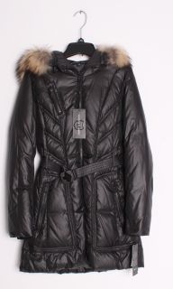 Andrew Marc Demi Quilted Down Feather Filled Belted Raccoon Fur Trim