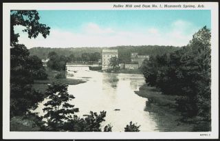 Mammoth Spring Arkansas AR 1915 Roller Mill Dam 1 Vintage Postcard