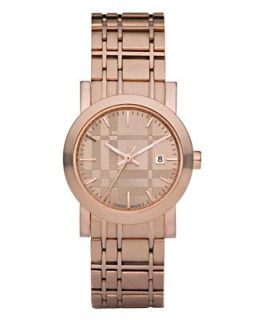 Burberry Watch, Womens Rose Gold Plated Stainless Steel Bracelet 28mm