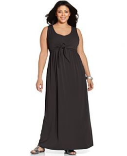 NY Collection Plus Size Dress, Sleeveless Tie Front Maxi