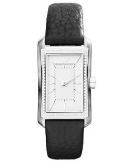 Emporio Armani Watch, Womens Black Leather Strap 30x22mm AR7332