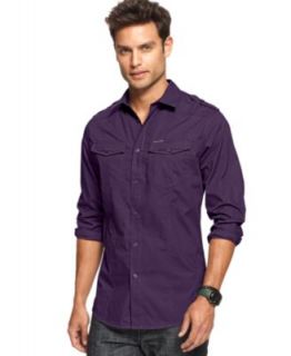 Marc Ecko Cut & Sew Shirts, Long Sleeve Solid Military Shirt