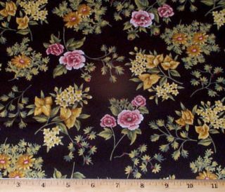 Jasmine SM Roses on Black RJR Quilt Fabric 1 2yd