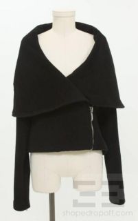Mara Hoffman Black Wool Shawl Collar Zip Front Jacket Size 8
