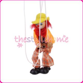 Random One Colorful Wooden Clown Marionette Puppet for Kids Funny Joy