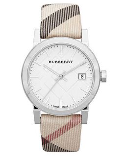 Burberry Watch, Womens Swiss Nova Check Fabric Strap 34mm BU9113