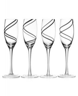 Luigi Bormioli Glassware, Set of 4 Black Swirl Goblets   Glassware