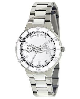 Game Time Watch, Womens Atlanta Braves White Ceramic and Stainless