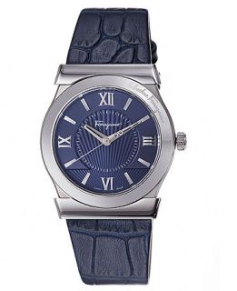 Ferragamo Watch, Womens Swiss Avenue Blue Calfskin Leather Strap 38mm