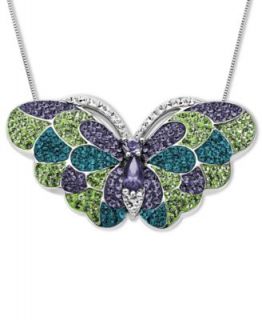 Kaleidoscope Sterling Silver Necklace, Green, Purple, and Teal Bird