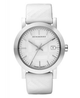 Burberry Watch, Womens White Patent Leather Strap 38mm BU1796