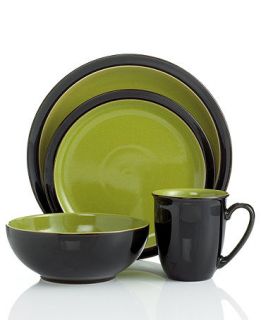 Denby Dinnerware, Duets Black and Green 4 Piece Place Setting   Casual