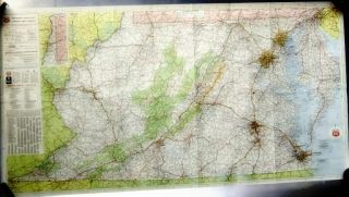 1972 Phillips 66 Delaware Maryland Virginia West Virginia Road Map