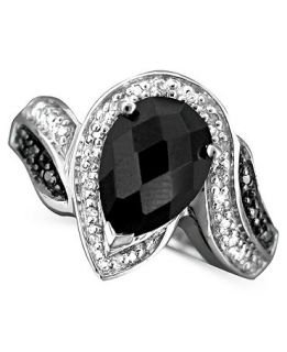 Sterling Silver Ring, Onyx and Diamond (1/10 ct. t.w.)   FINE JEWELRY