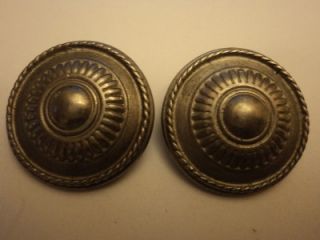 Vintage Ben Amun Antiqued Silver Tone Button Earrings
