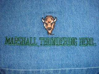 Marshall Univ Thundering Herd Denim Button Up LS Shirt