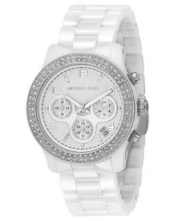 Michael Kors Watch, Womens Chronograph Runway White Ceramic Bracelet