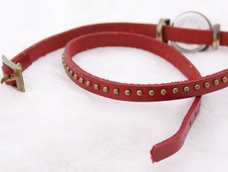 Classic Maroon Leather Strap Roma Number Dial Quartz Woman Bracelet