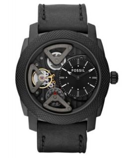 Fossil Watch, Mens Automatic Ansel Black Ion Plated Stainless Steel