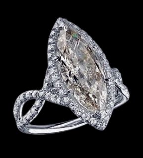 91 Carat Marquise Diamond Ring White Gold Pave Diamonds Ring
