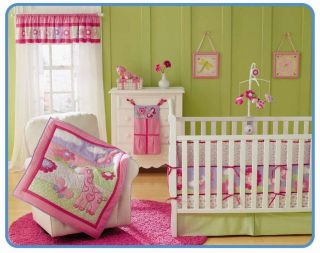 Garanimals Pink 4pcs Baby Girl Crib Bedding Set Quilt Bumper Sheet