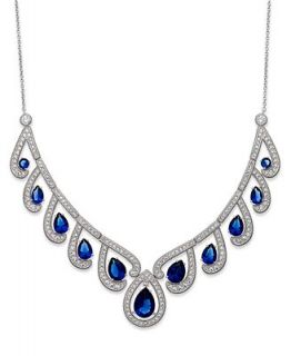 Eliot Danor Necklace, Rhodium Plated Crystal and Sapphire Cubic