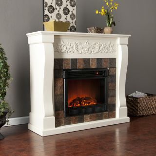 Ivory White ELECTRIC FIREPLACE Mantel Heater w/ Remote Holly & Martin