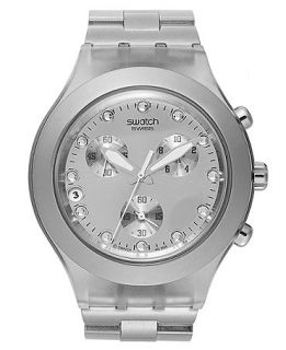 Swatch Watch, Unisex Swiss Chronograph Full Blooded Silver Tone