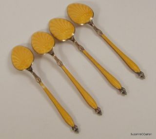 Sterling Guilloche Art Deco Demi Spoon Set of Four Marius Hammer