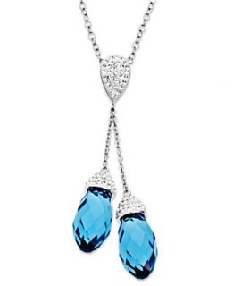 Kaleidoscope Sterling Silver Necklace, Blue Crystal Briolette Drop
