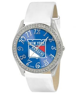 Game Time Watch, Womens New York Rangers White Leather Strap 40mm NHL