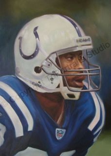 Original Football Oil Painting Marvin Harrison Framed