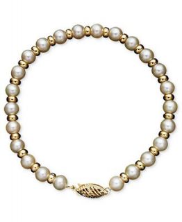 Pearl Bracelet, 14k Gold Cultured Freshwater Pearl Beaded (5 1/2 6mm)