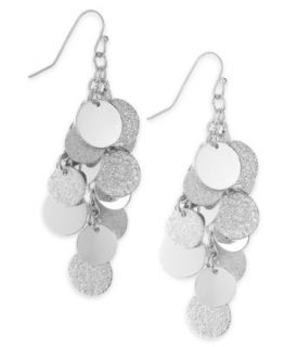 Sequin Earrings, Silver Tone Diamond Shape Dangle Drop Earrings