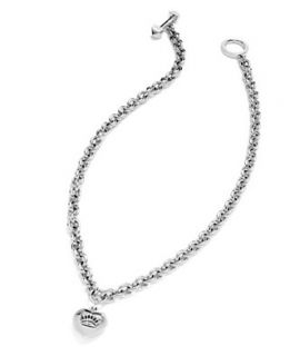 Juicy Couture Necklace, Silver Tone Puffed Heart Pendant Necklace