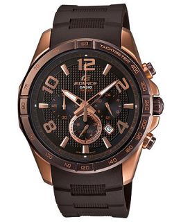 Casio Watch, Mens Chronograph Edifice Brown Resin Strap 50x44mm