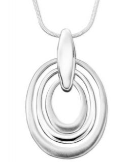 Giani Bernini Sterling Silver Necklace, Matte Oval Pendant   Necklaces