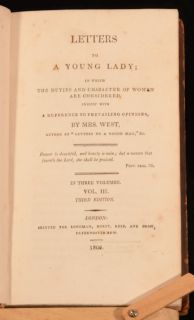 1806 3VOL Letters to A Young Lady Duties Character Women Etiquette by