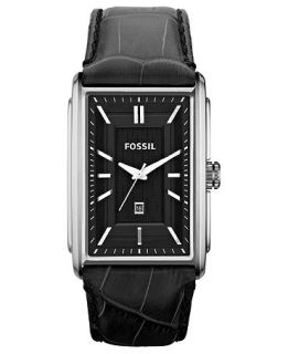 Fossil Watch, Mens Dress Black Leather Strap 49x33mm FS4770   All