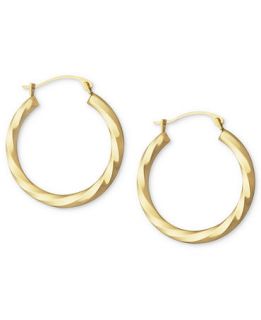 18k Gold Earrings, Polished Twist Hoop Earrings   Earrings   Jewelry